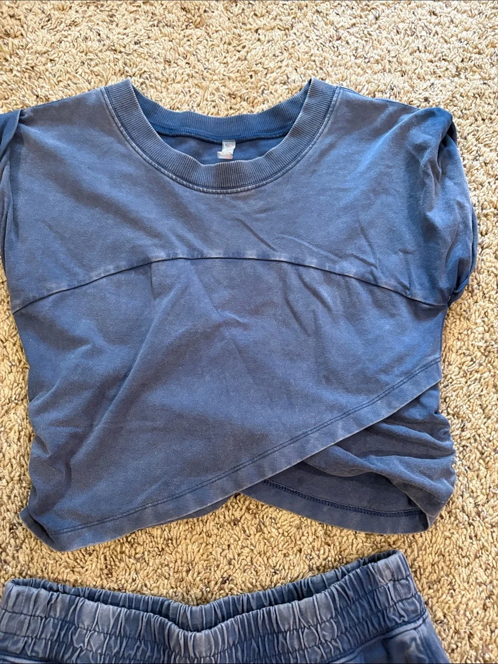 EUC Free People Hot Shot Crossover (distressed) Navy Blue Two-Piece Lounge Set - Picture 3 of 8